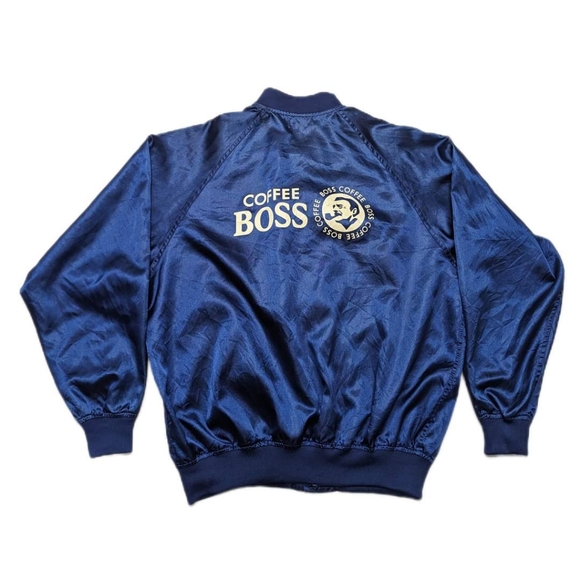 Santory Coffee Boss Navy Satin bomber jacket Large - Picture 4 of 8